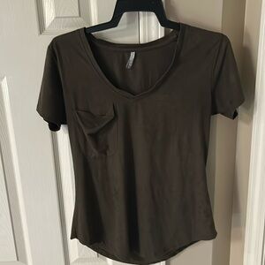 Dark green suede short sleeve shirt